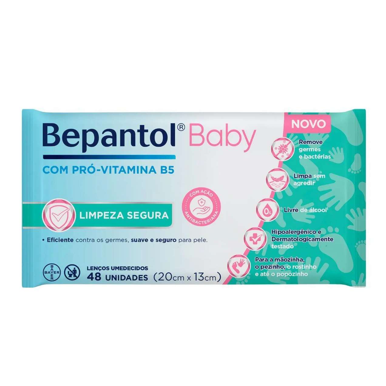 Toalhas Lenços Umedecidos Proteção Antibac C/48Un - Bepantol