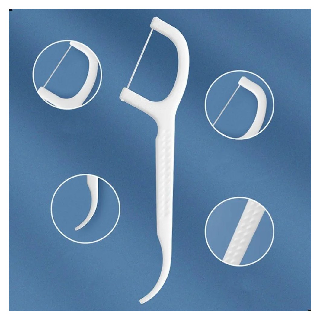 Kit 30 Fios Dentais com Cabo Hastes Dentais Flosser Portáteis para Higiene Bucal Completa