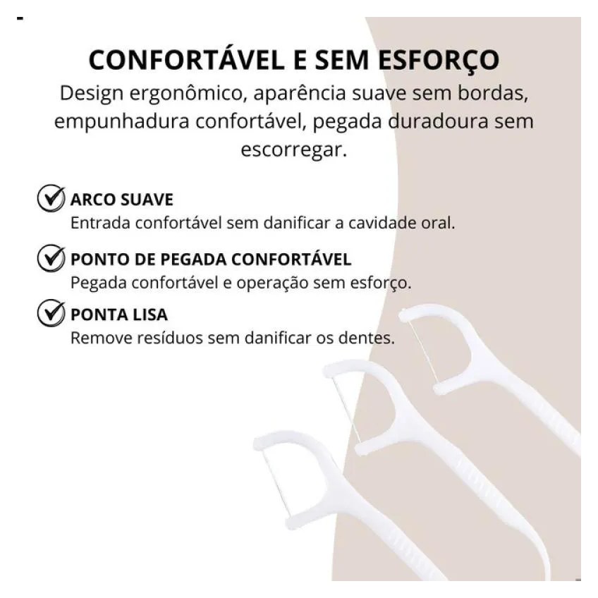 Kit 30 Fios Dentais com Cabo Hastes Dentais Flosser Portáteis para Higiene Bucal Completa