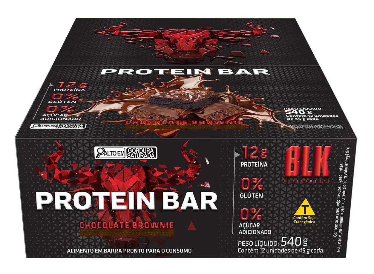 Protein Bar Blk - Barra de Proteína 12 Unidades # Original # Sabor Chocolate Brownie