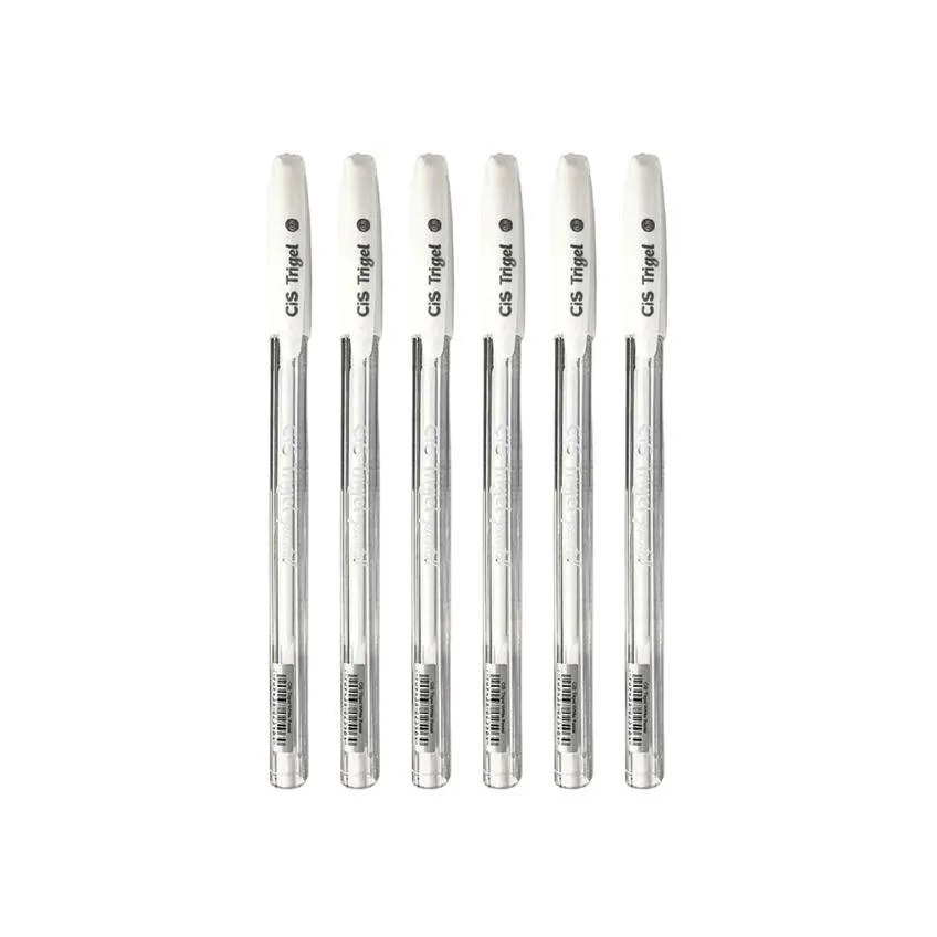 Canetas Gel Cis Trigel Pastel Branca 6 Unidades