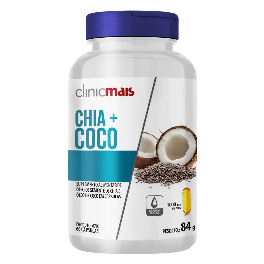 Óleo de Coco + Óleo de Chia 60 Cápsulas - Clinicmais