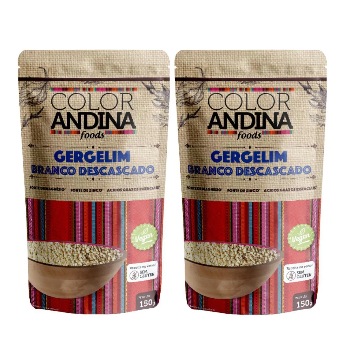 Gergelim Branco Descascado Color Andina 150G - 2 Pacotes
