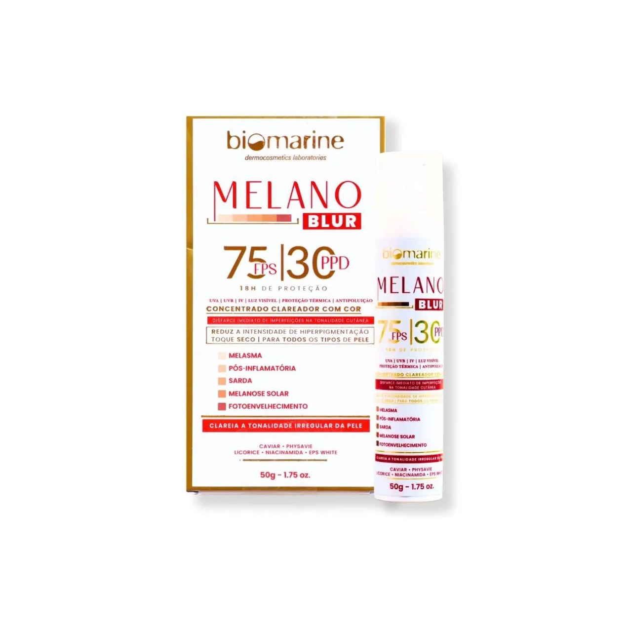 Biomarine Filtro Solar Facial Melano Blur Fps 75 Melasma 50G Bege