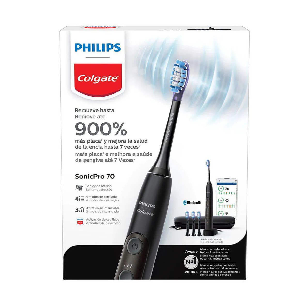 Escova de Dente Elétrica Philips Colgate SonicPro 70 + 3 Regis+ 1 Estojo