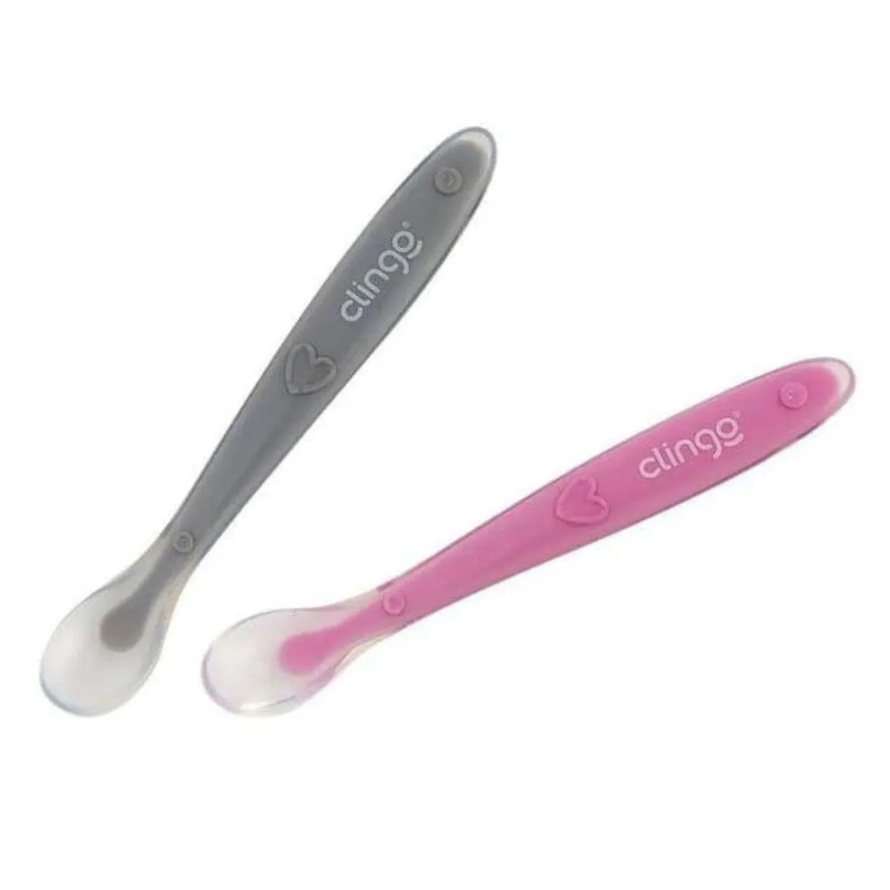 Colheres Silicone Premium Colors Rosa - 2Un - 6M+ - Clingo