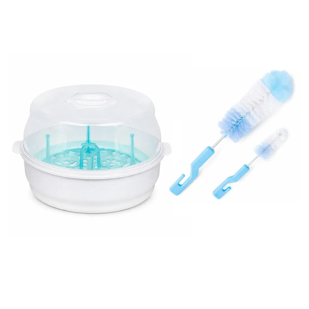 Esterilizador + Escova de Mamadeiras com Espuma Azul Buba