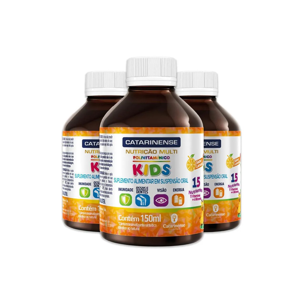 Kit 3 Polivitamínico Kids Catarinense Laranja 150Ml