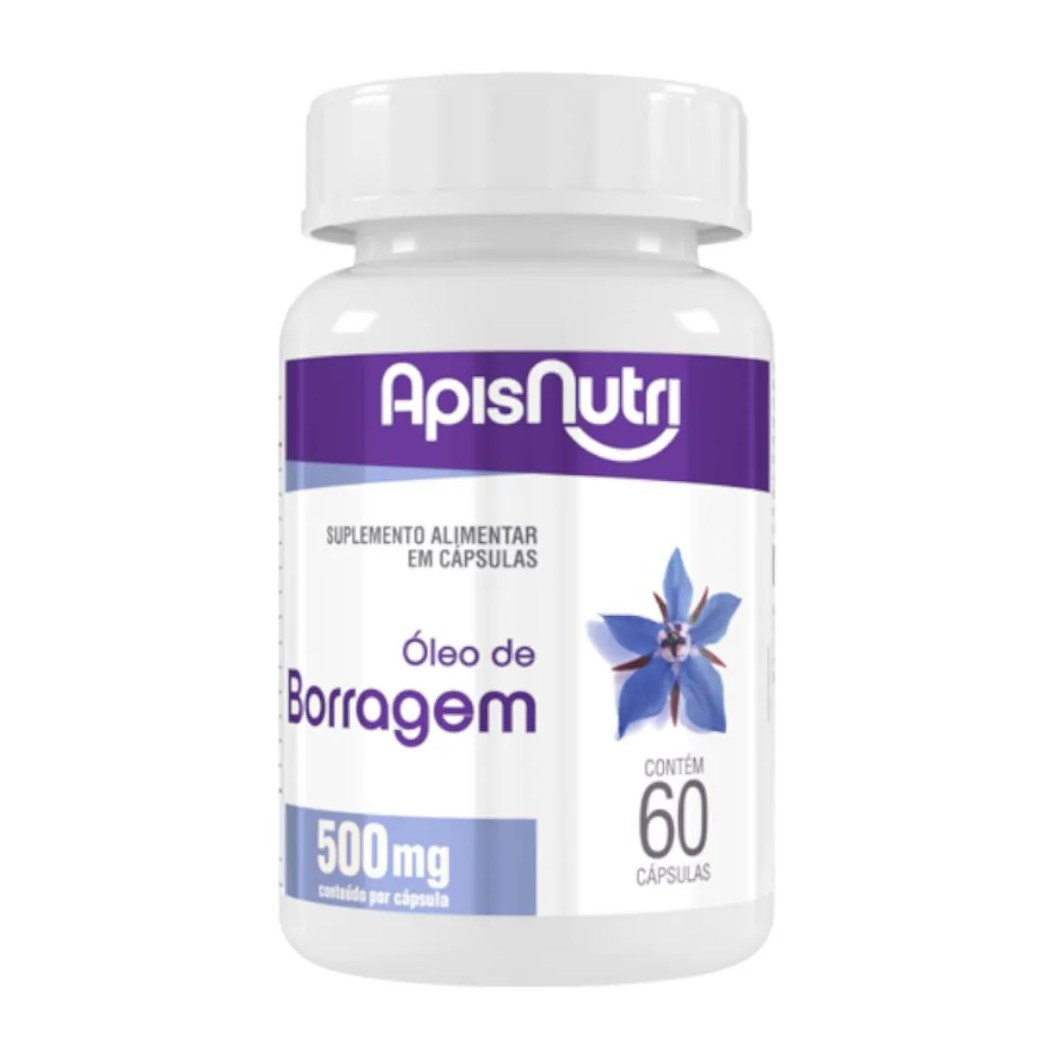 Óleo de Borragem 500Mg Apisnutri 60 Cápsulas