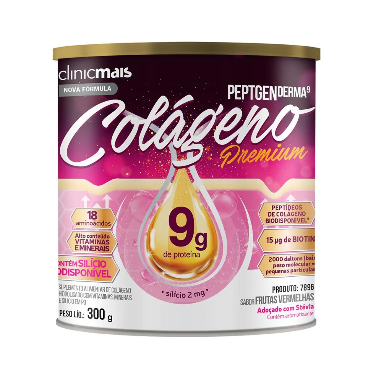 Colágeno Peptgenderma Clinicmais 300G Frutas Vermelhas
