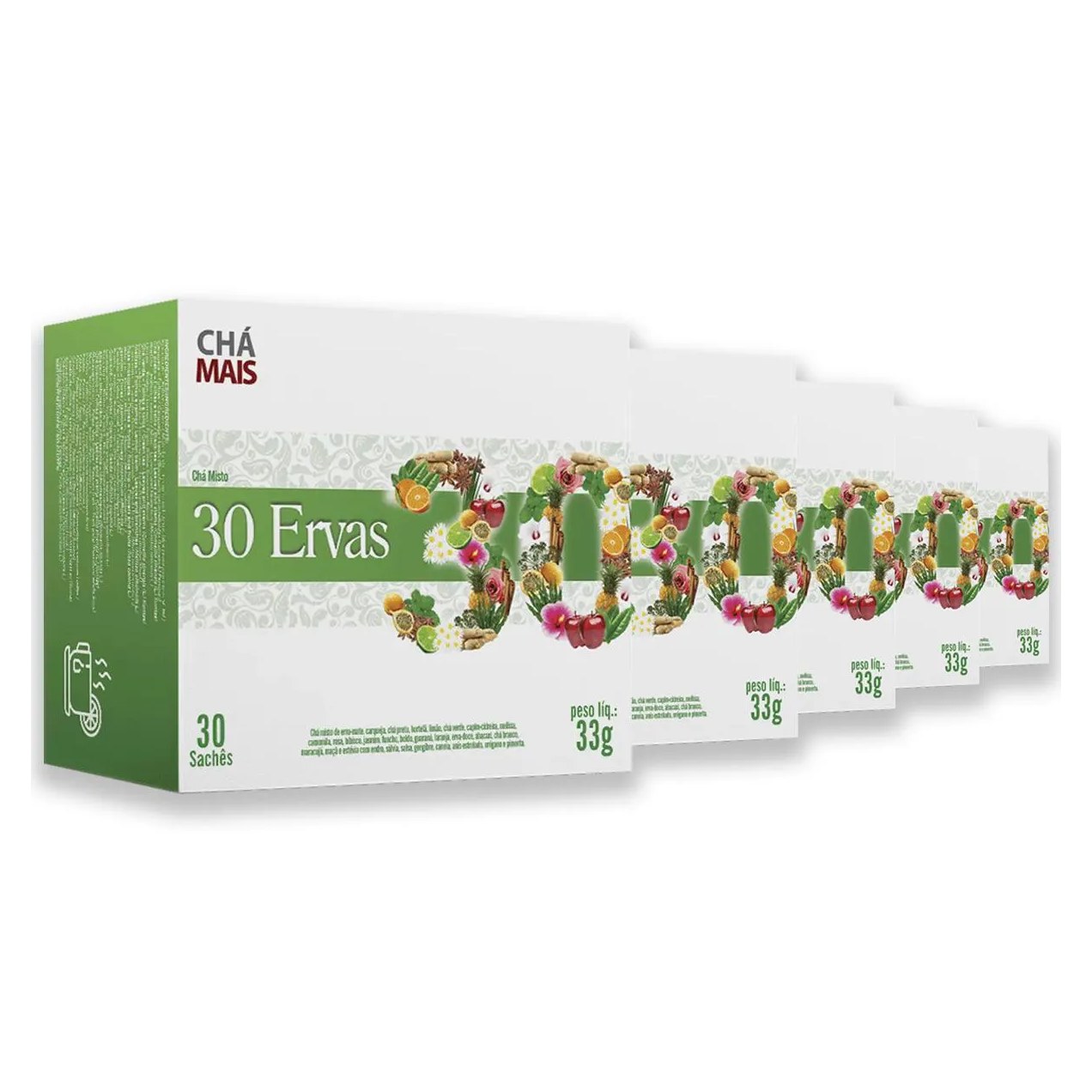 Kit 5 Chá Misto 30 Ervas Flores e Frutas Chámais 30 Sachês