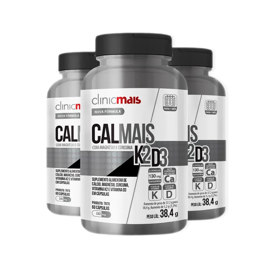 Kit 3 Calmais K2D3 Clinicmais 60 Cápsulas