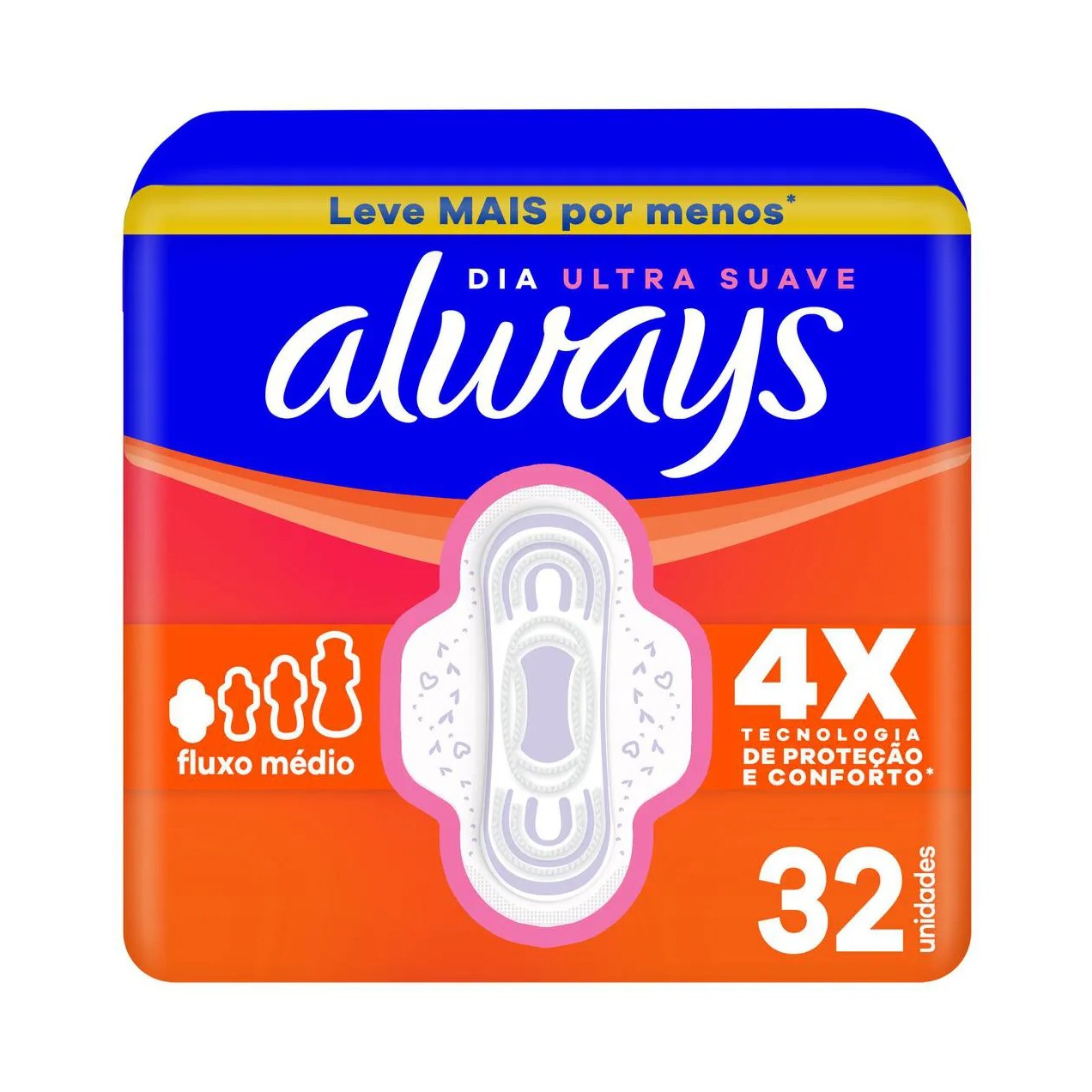 Absorvente Always Dia Ultra Suave com Abas 32 unidades