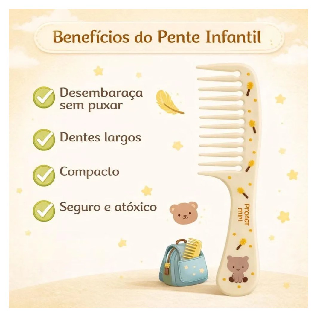 Pente Dentes Largos Infantil Proart Mini Pmp01B