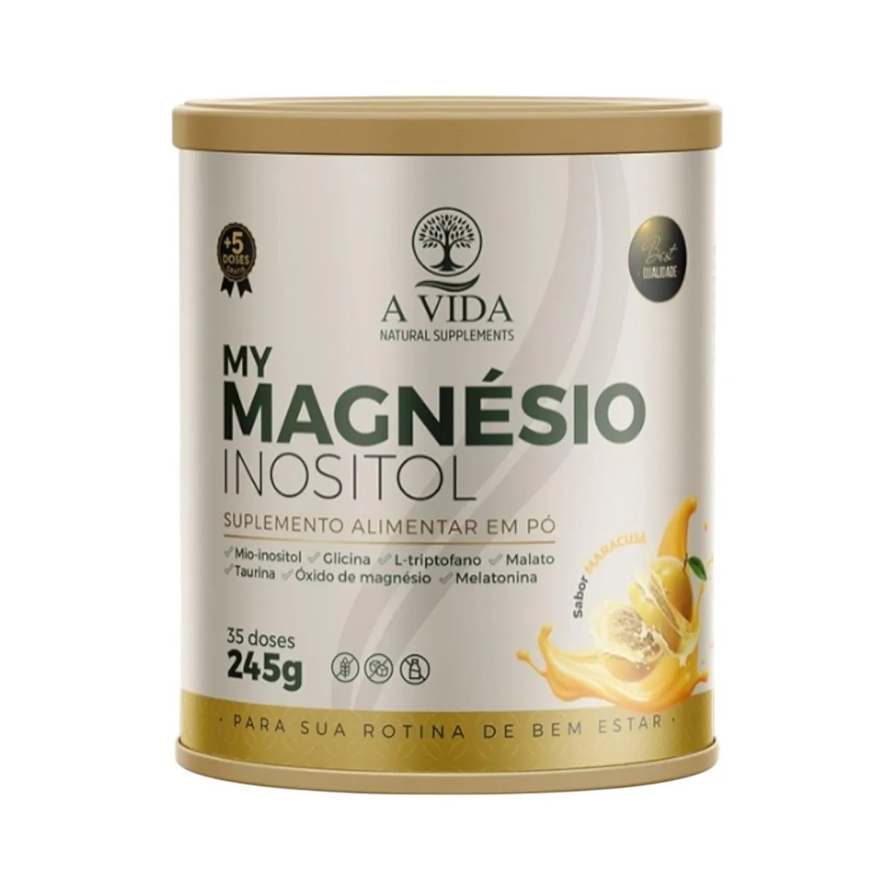 My Magnésio Inositol 245G a Vida Natural Supplements Maracujá