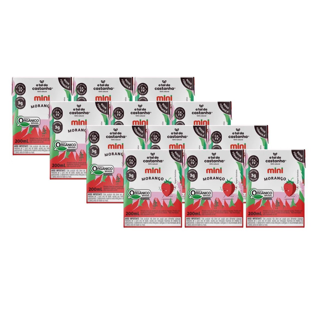 12X Bebida Vegetal Mini Morango a Tal da Castanha 200Ml