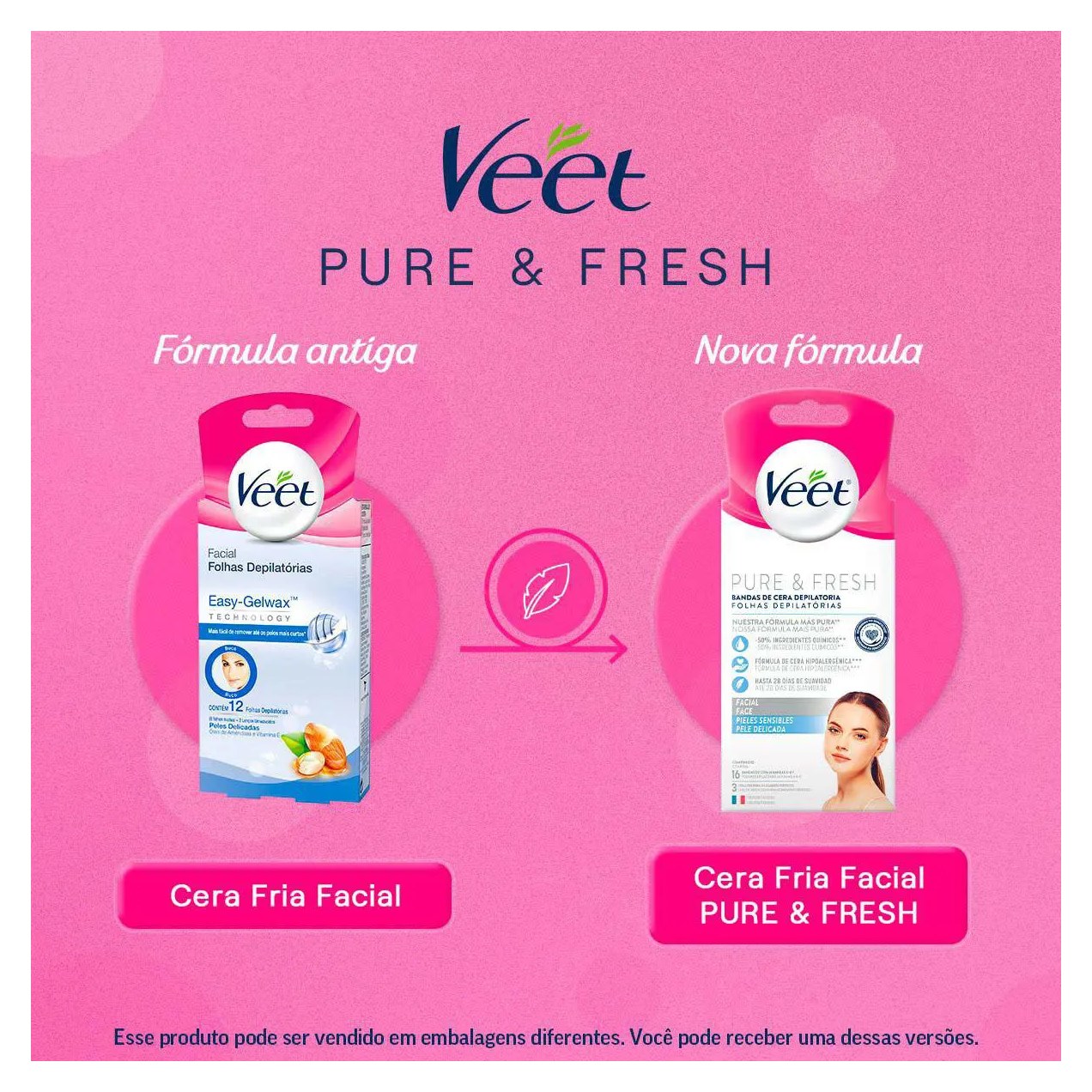 Folha Depilatória Facial Veet Pure & Fresh 12 unidades