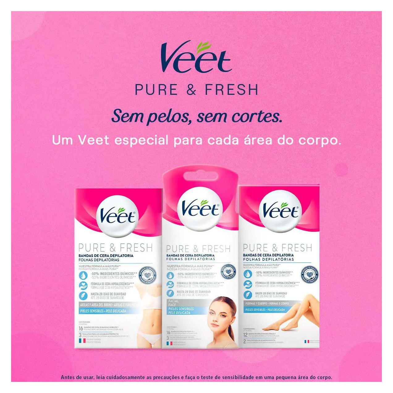 Folha Depilatória Axilas e Virilhas Veet Pure & Fresh 16 unidades