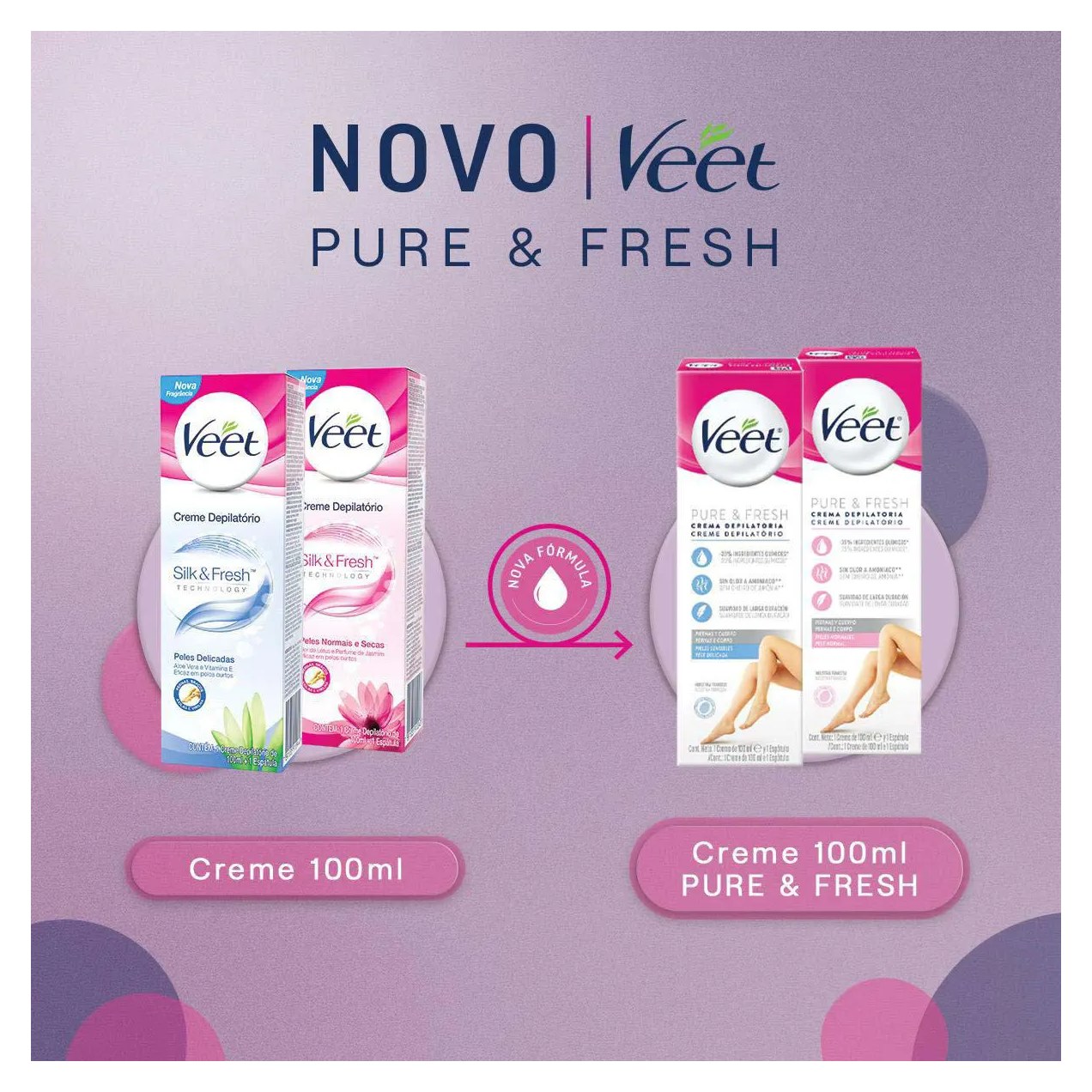 Creme Depilatório Veet Pure & Fresh Pele Sensível 100ml