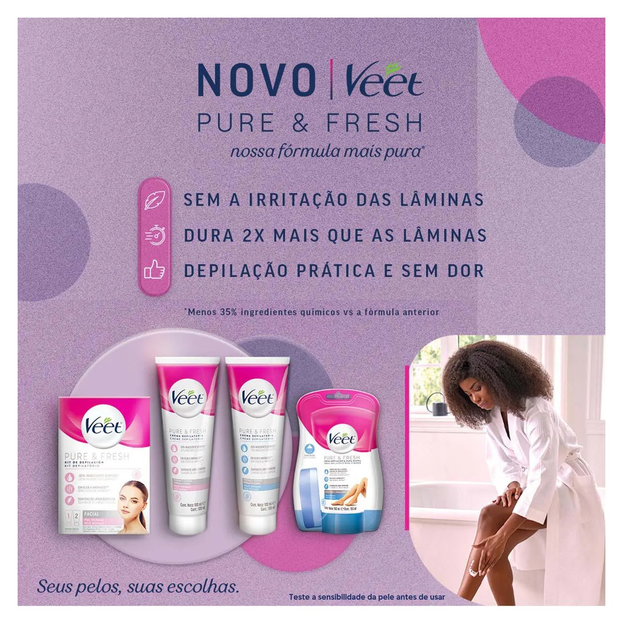 Creme Depilatório Veet Pure & Fresh Pele Sensível 100ml
