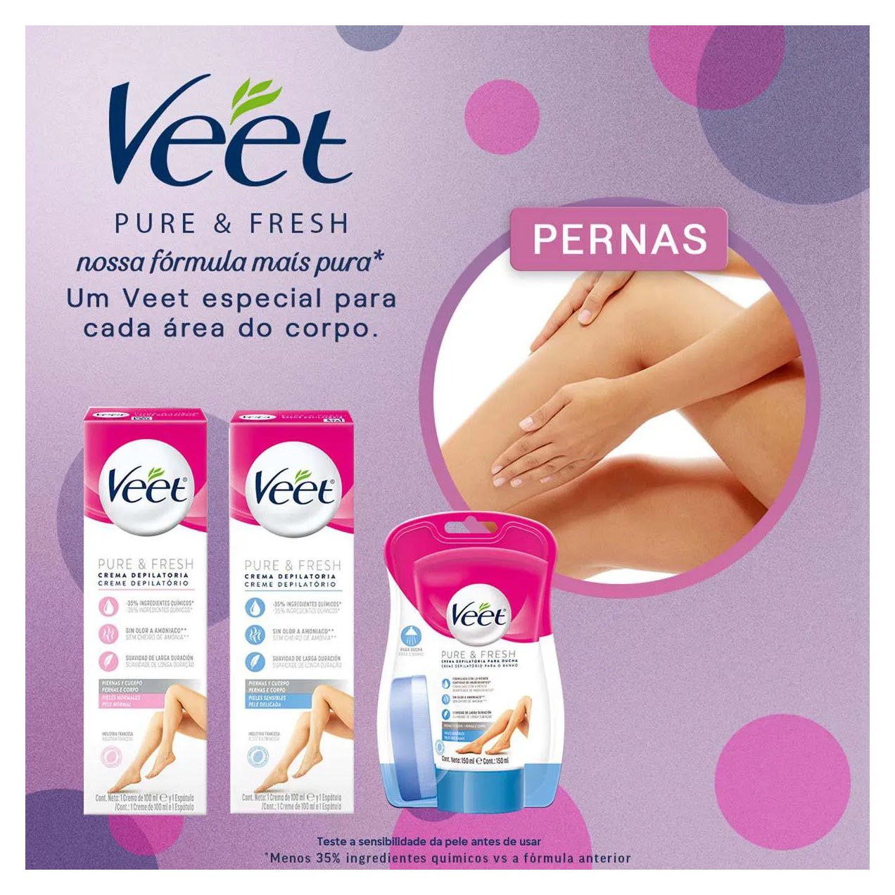 Creme Depilatório Veet Pure & Fresh Pele Sensível 100ml