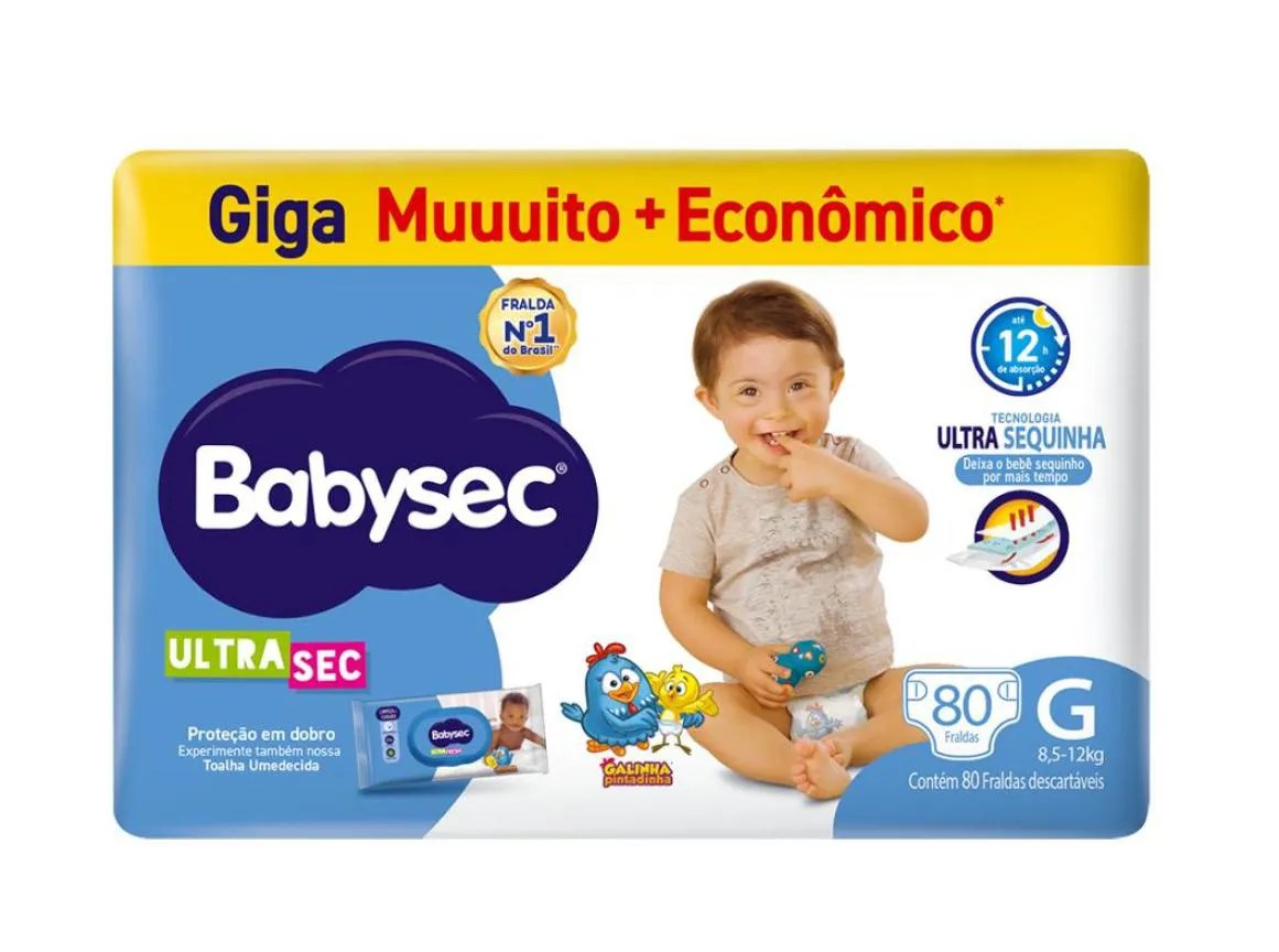 Fralda Babysec Galinha Pintadinha Ultra Giga G 80 Unidades