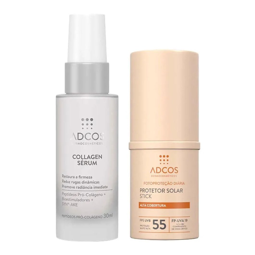 Adcos Dermocosméticos Kit - Sérum Facial + Protetor Solar Stick com Cor  Bronze