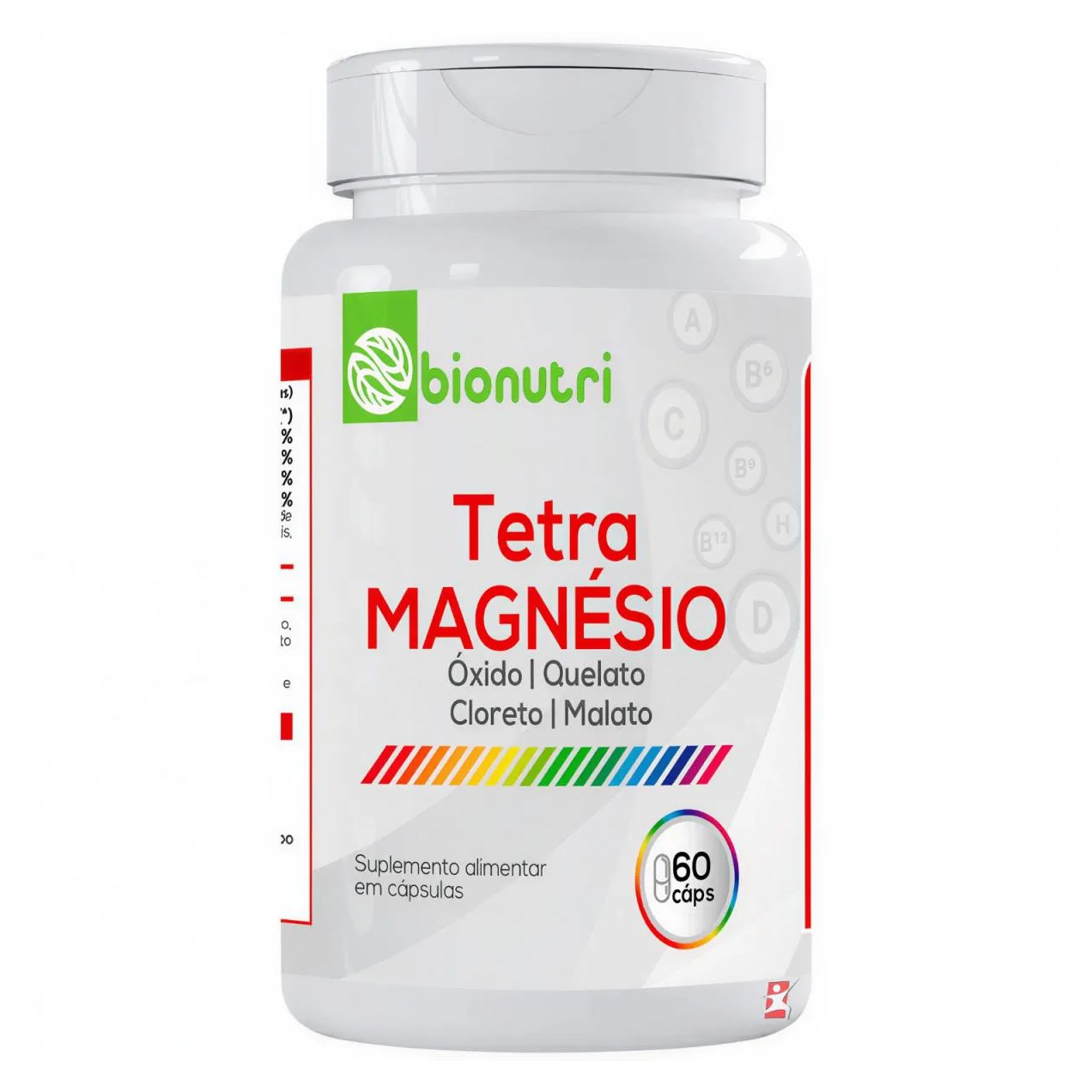 Tetra Magnésio - Óxido + Quelato + Cloreto + Malato 60 Cápsulas - Bionutri
