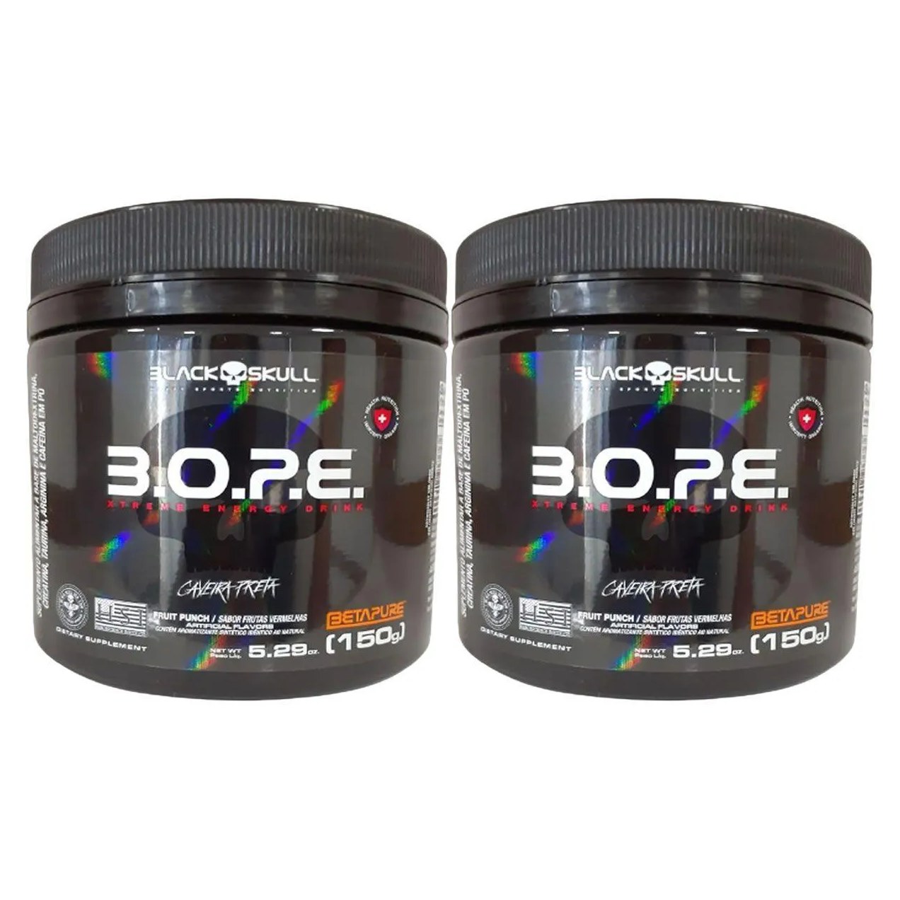 Kit 2X Bope  Beta Pure - 150G Frutas Vermelhas - Black Skull