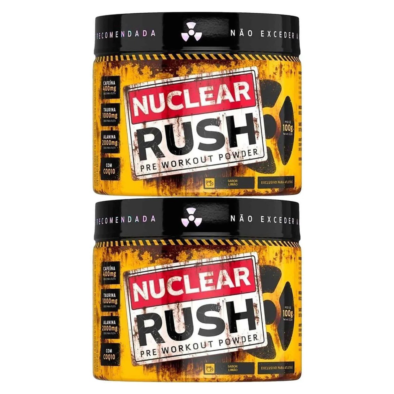 Kit 2X Nuclear Rush Pre Workut Powder - 100G Limão - Bodyaction