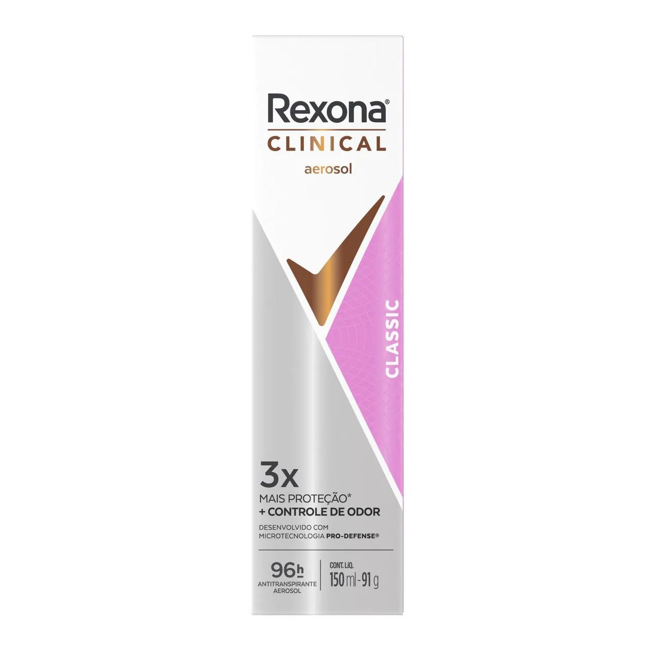 Desodorante Antitranspirante Aerosol Rexona Clinical Classic Feminino 96h 150ml