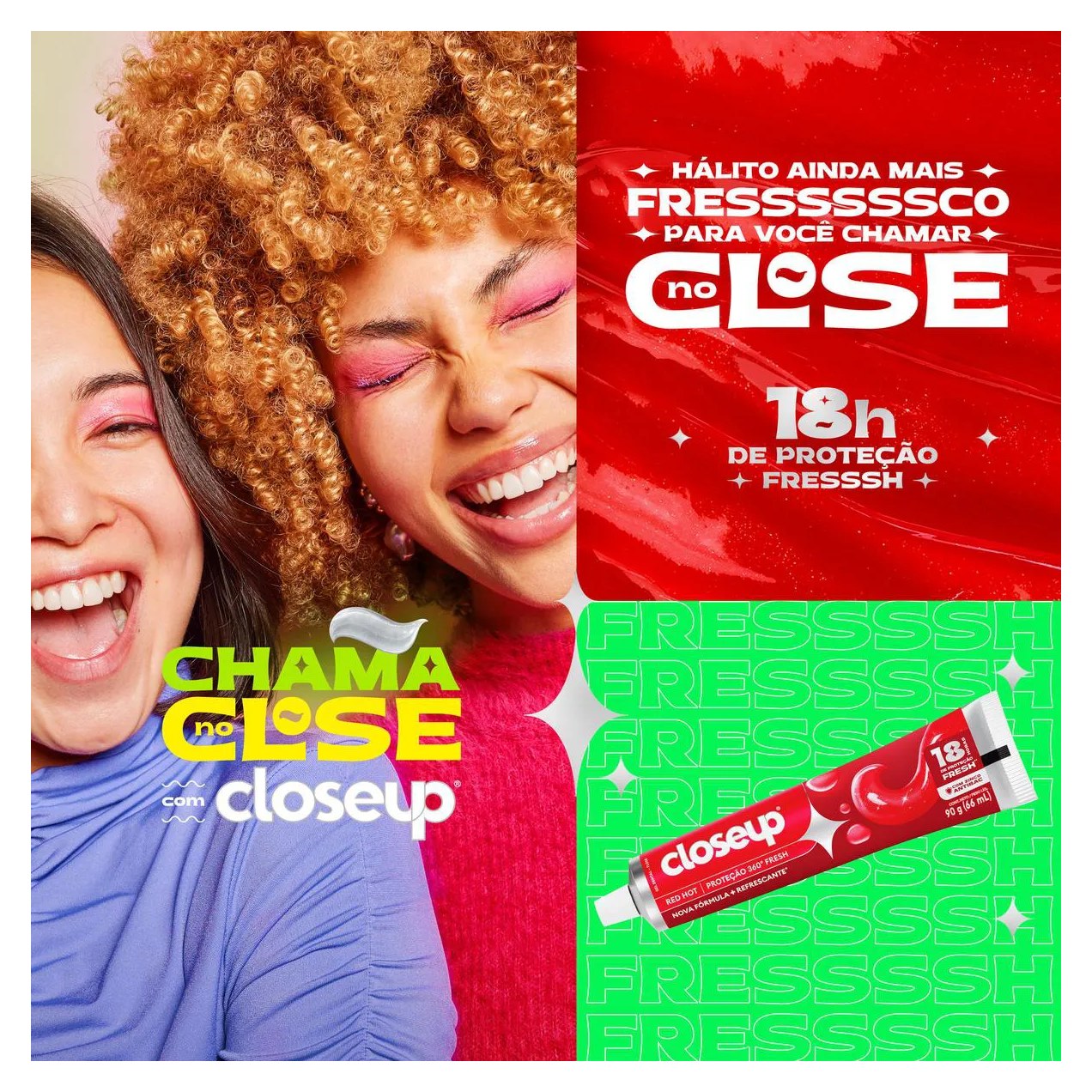 Gel Dental Closeup Proteção 360° Fresh Red Hot 90g