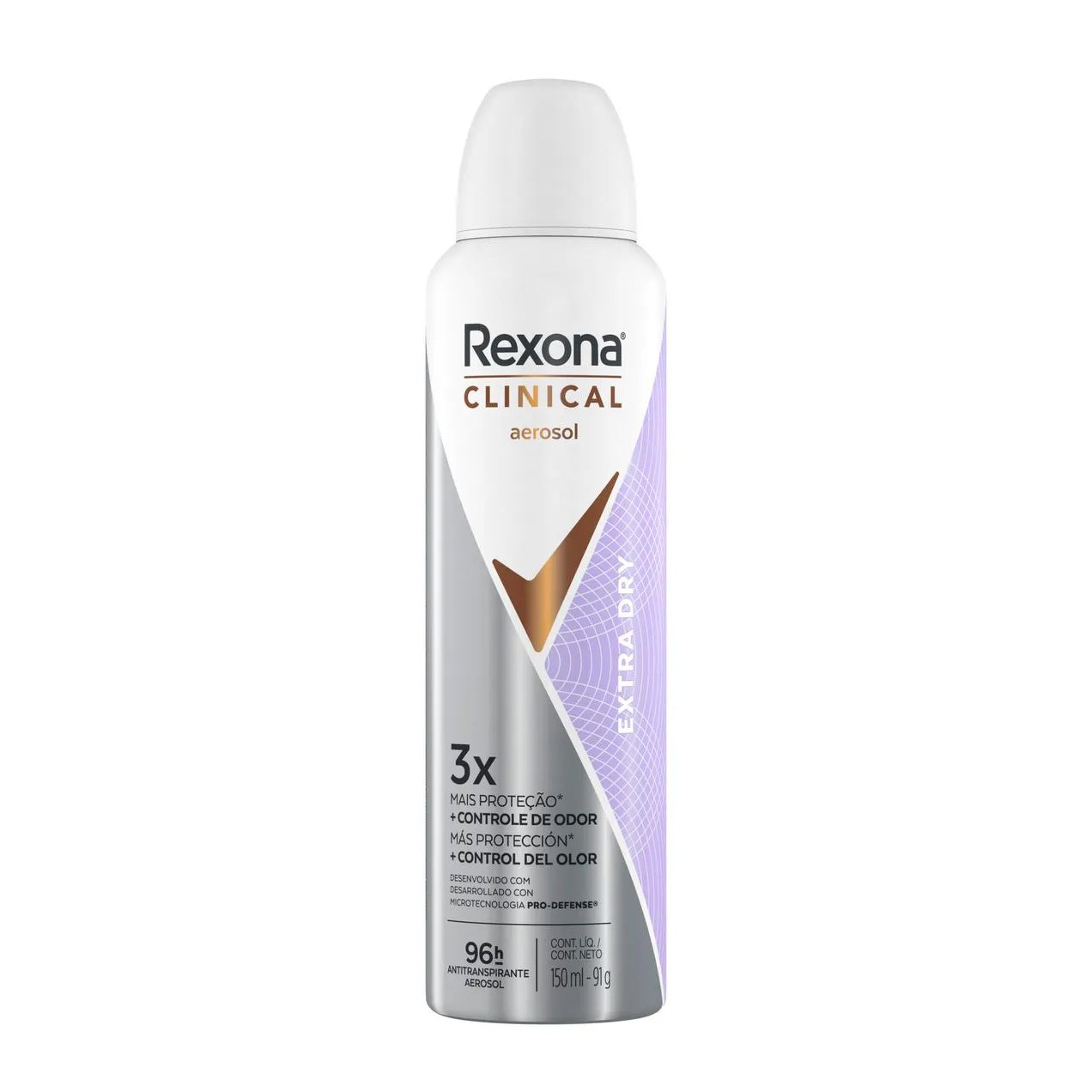 Desodorante Antitranspirante Aerosol Rexona Clinical Extra Dry Feminino 96h 150ml