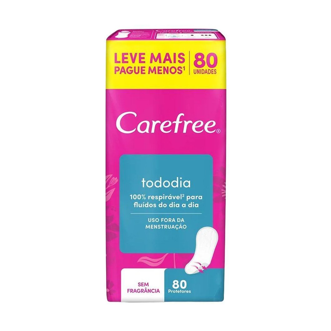Absorvente Carefree Todo Dia sem Perfume Leve Mais Pague Menos - Embalagem com 80 Unidades