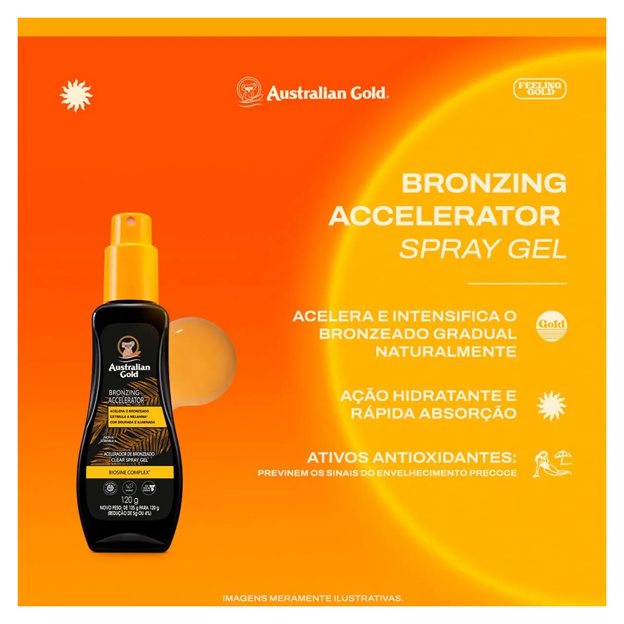Acelerador de Bronzeado Australian Gold Clear Spray Gel 120g