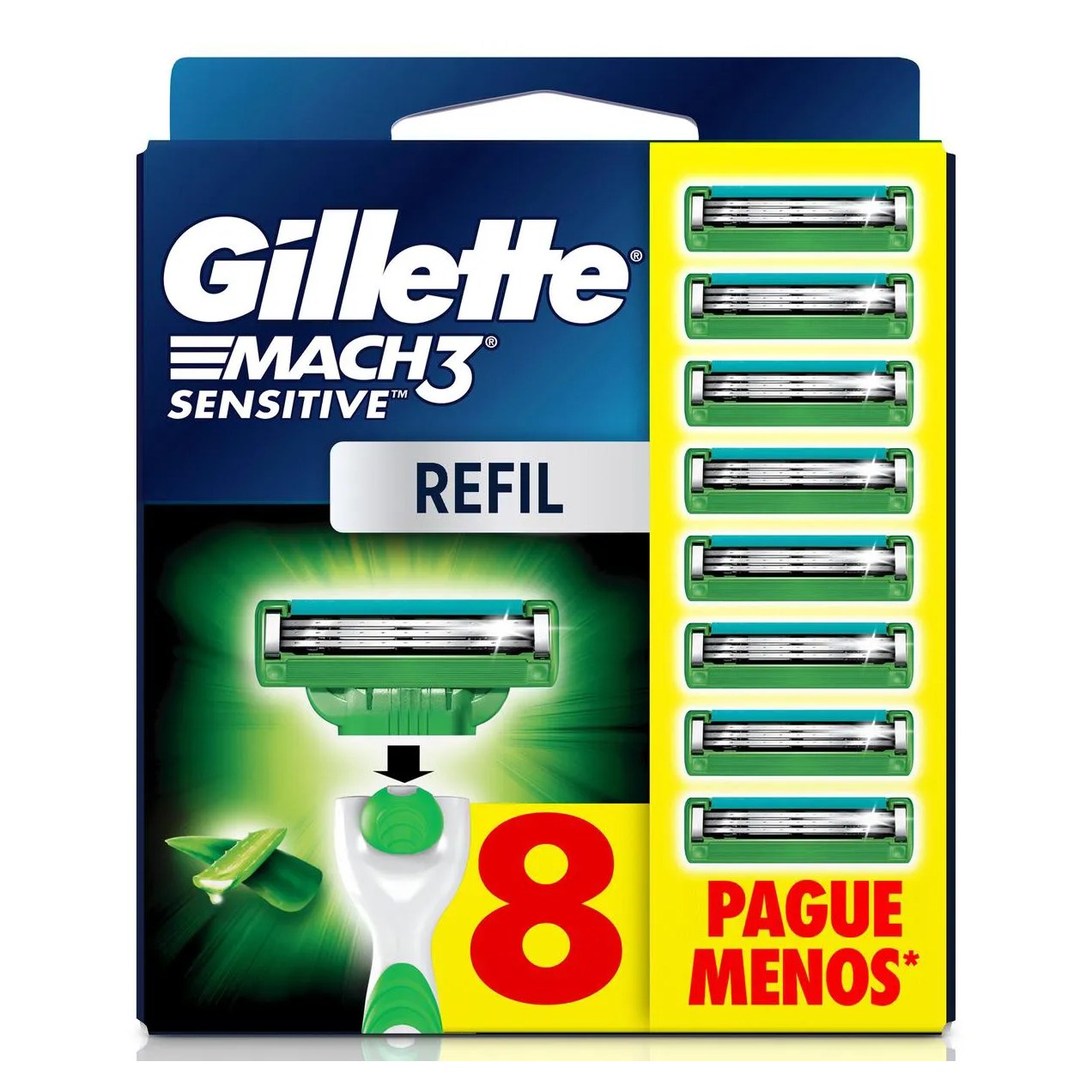 Carga para Aparelho de Barbear Gillette Mach3 Sensitive 8 unidades