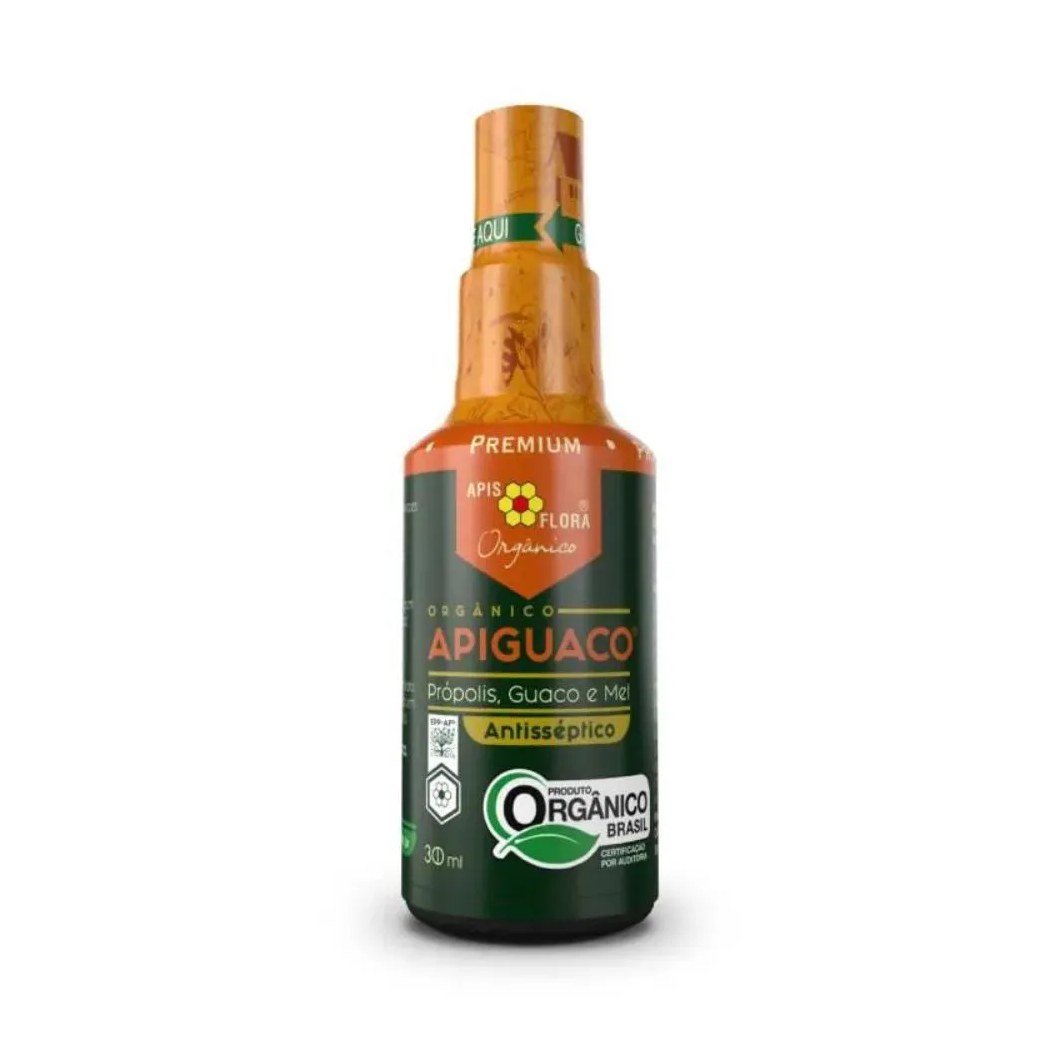 Apiguaco Orgânico Antisséptico Spray Apis Flora Própolis Guaco e Mel 30Ml