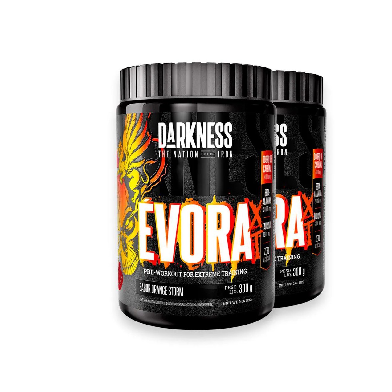 Kit 2 Pré Treino Évora Xt Darkness Orange Storm 300G