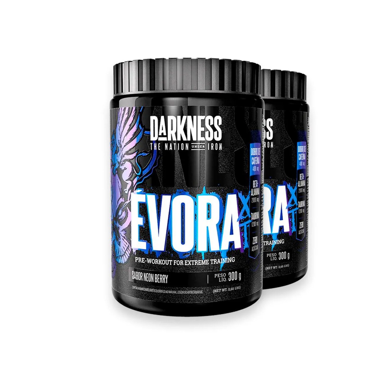 Kit 2 Pré Treino Évora Xt Darkness Neon Berry 300G