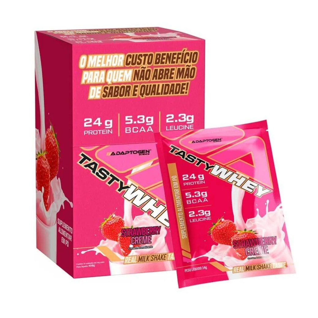 Tasty Whey Display - Sabor: Morango (12 Unid. 34g)