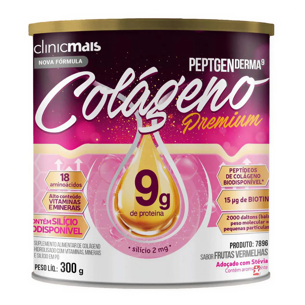 Colageno Premium Peptgenderma + Vitamina + Minerais Frutas Vermelhas - Clinicmais