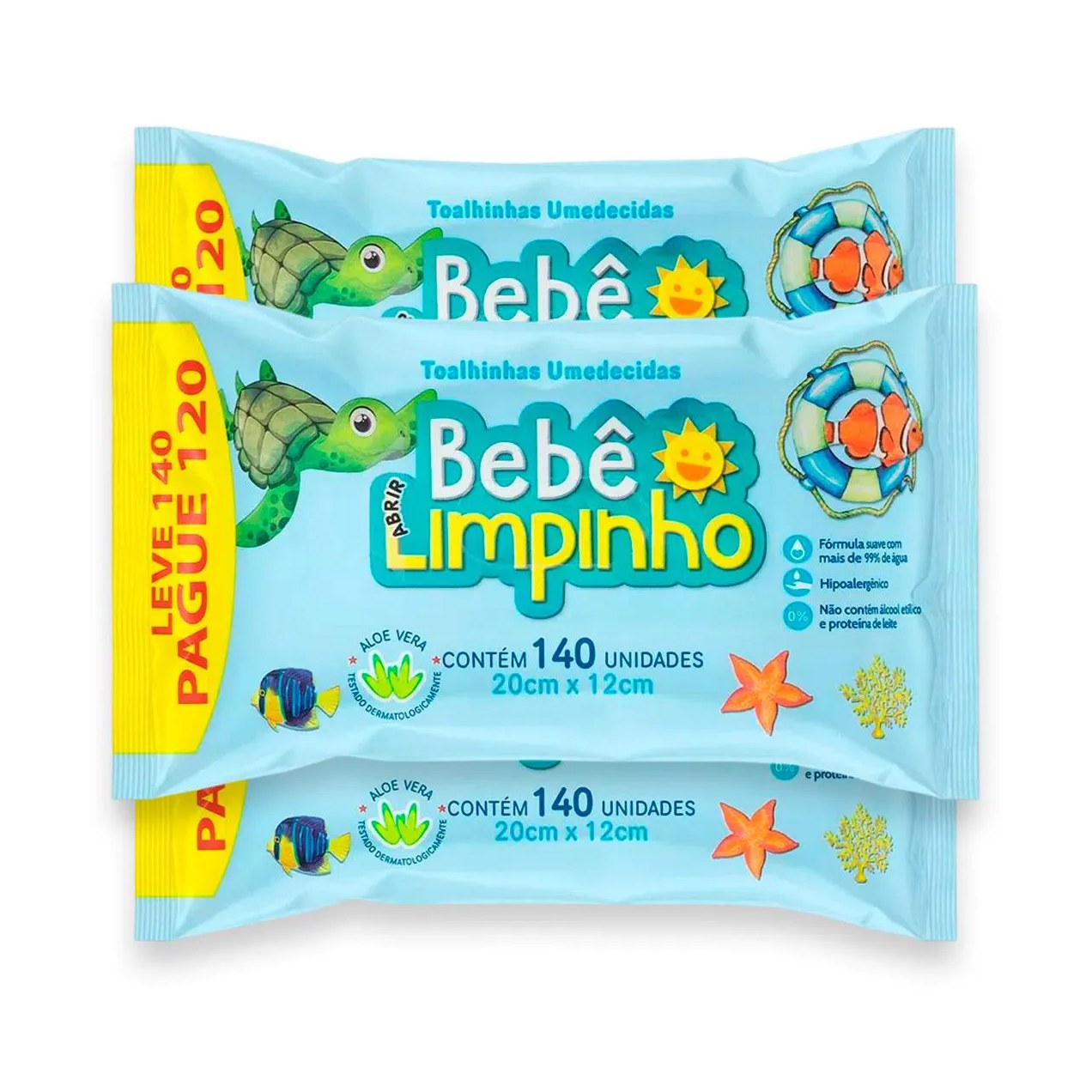 Kit 3 Toalhas Umedecidas Bebê Limpinho Cimed 140 Unidades