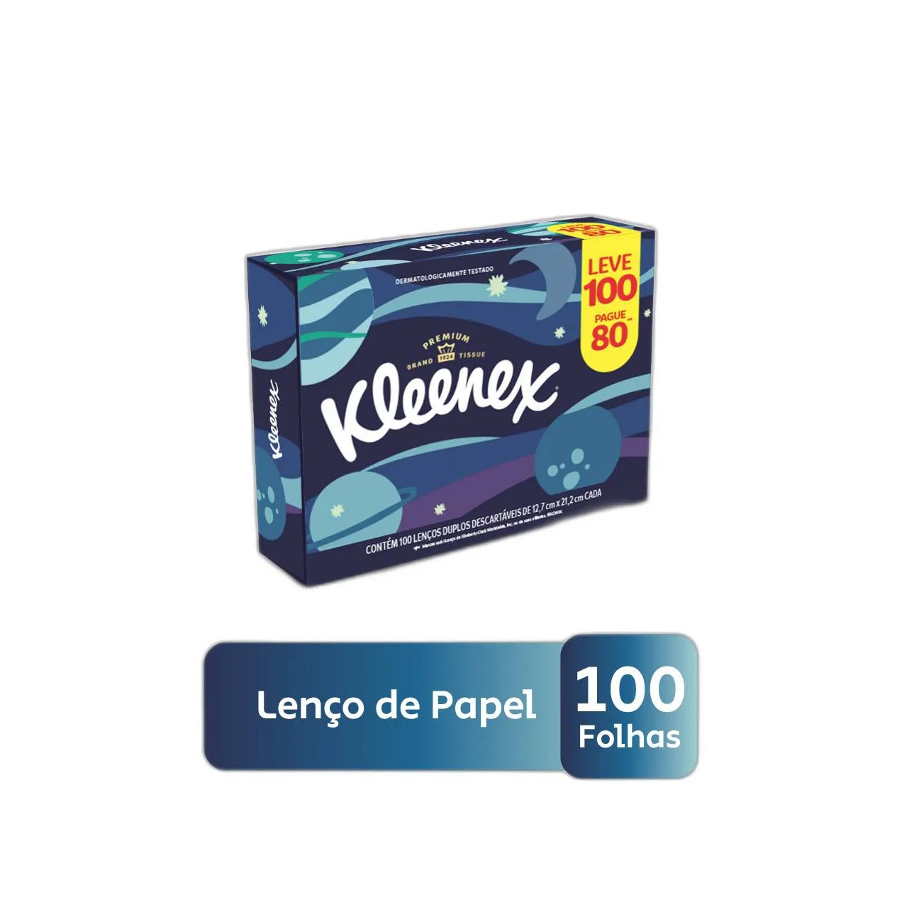Lenço de Papel Kleenex com 100 Unidades