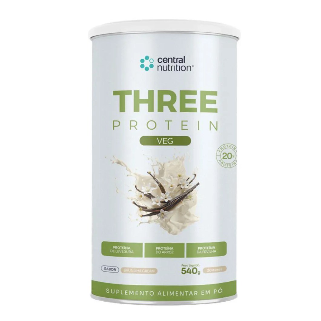 Suplemento Whey Protein Vegano Three Protein Vegan 540g - Central Nutrition Baunilha Cream