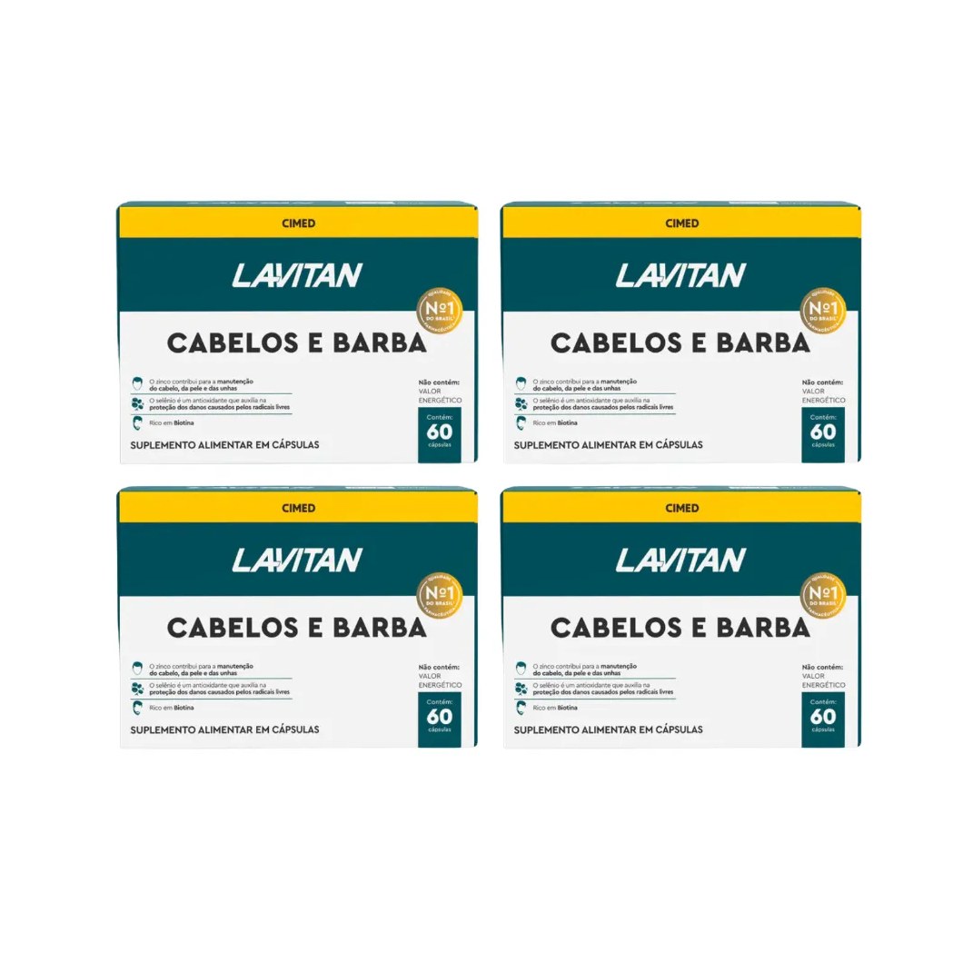 Kit 4 Suplemento Lavitan Cabelos e Barba com 60 Cáps - Cimed