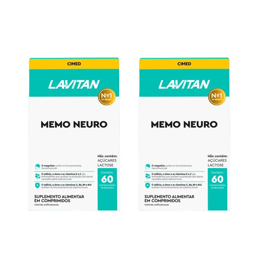 Kit 2 Lavitan Memoria 60 Cápsulas Suplemento Alimentar - Cimed