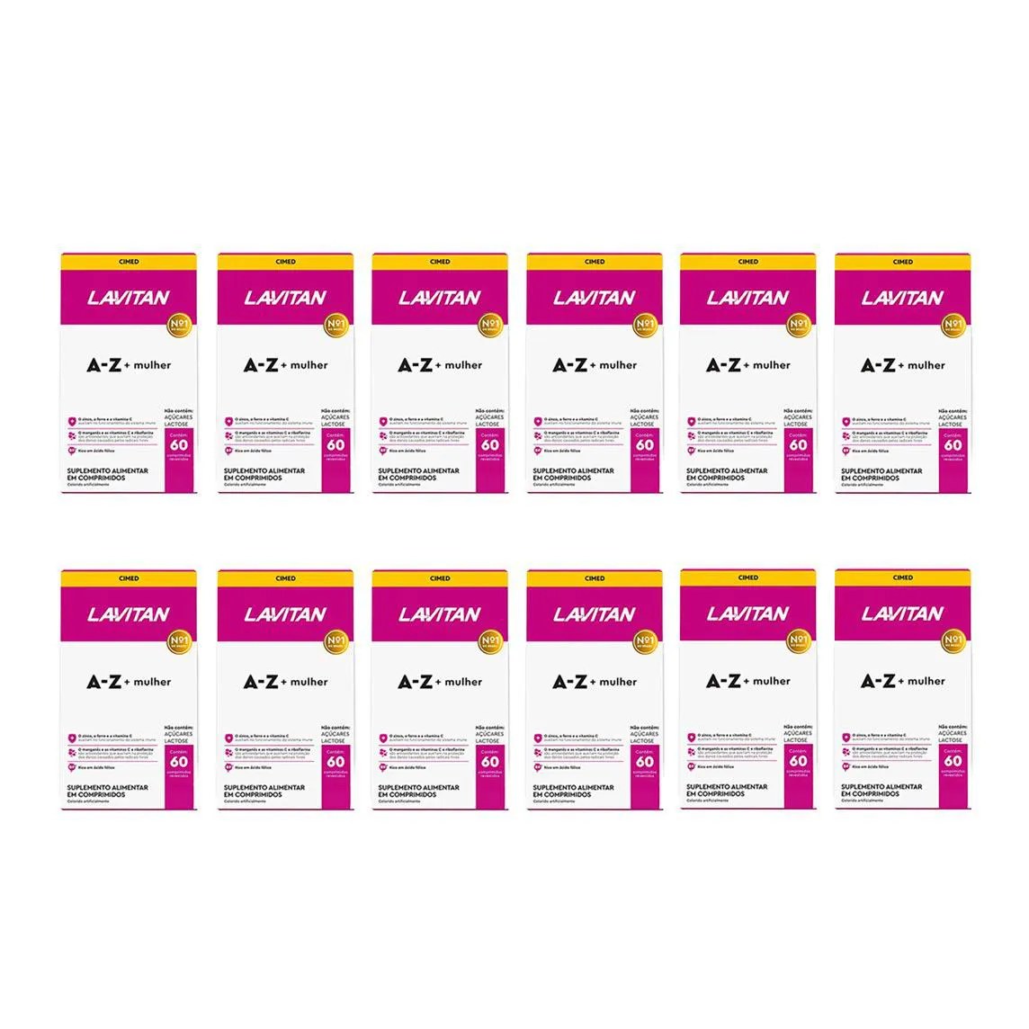 Kit 12 Suplemento Lavitan A-Z Mulher Vitaminas Com 60 Cápsulas - Cimed