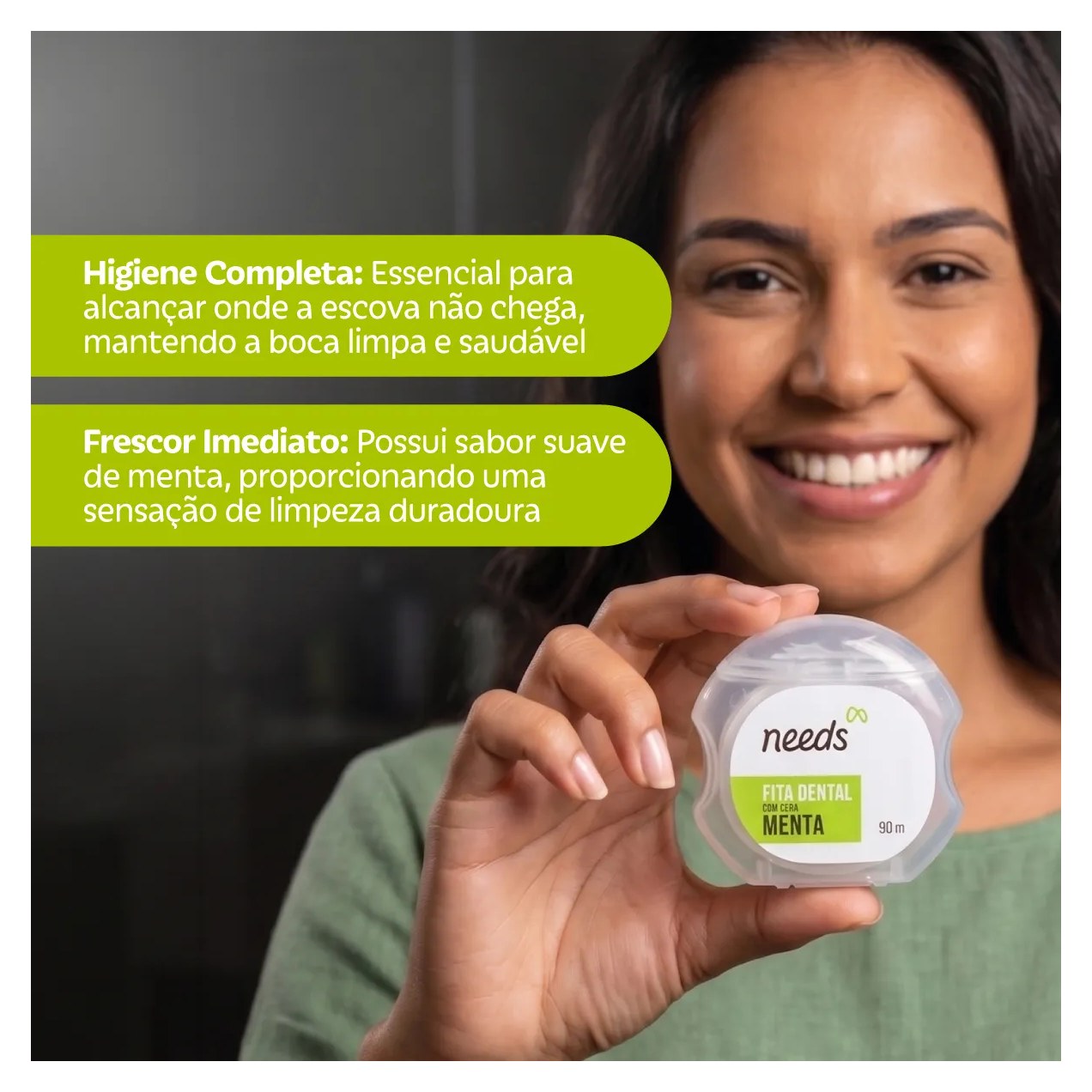 Fita Dental Needs com Cera Menta 90m