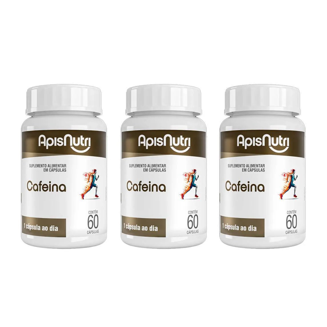 Kit 3 Suplemento Alimentar Cafeina 60 Cápsulas - Apisnutri