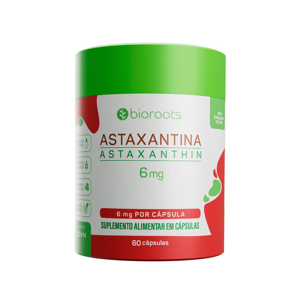 Astaxantina Astaxanthin 6mg com 60 unidades - Bioroots